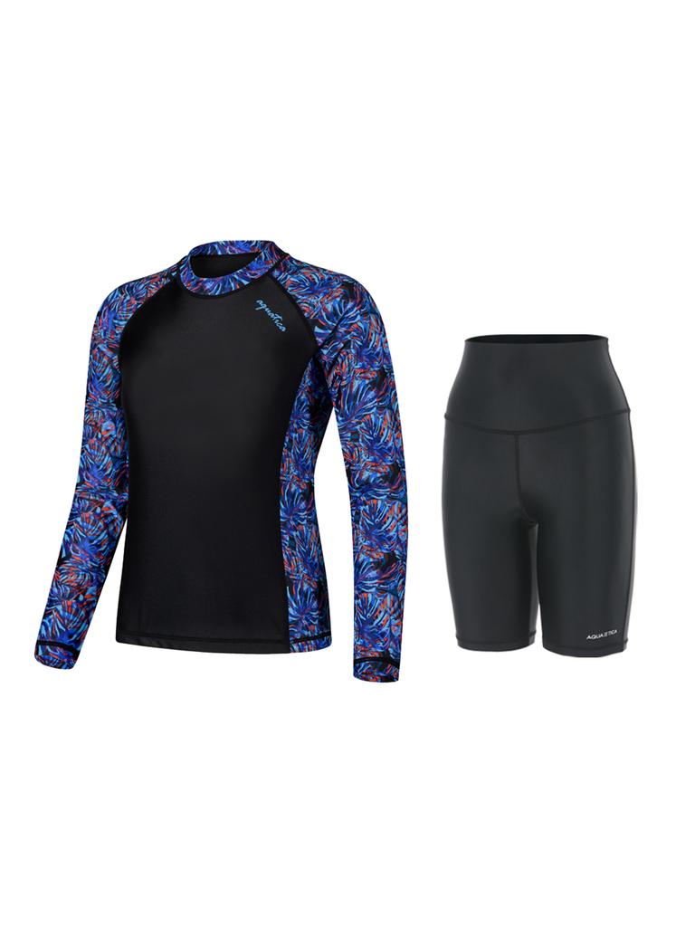 Akuatika Women'S Rash Guard Aqawbp + Half Leggings Bk Set