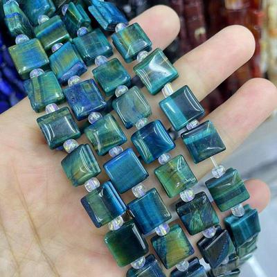 Přírodní kámen Achát Krystal Drážkovaný Čtvercový Šperky DIY Příslušenství, 10x10 Nepravidelných Kousků