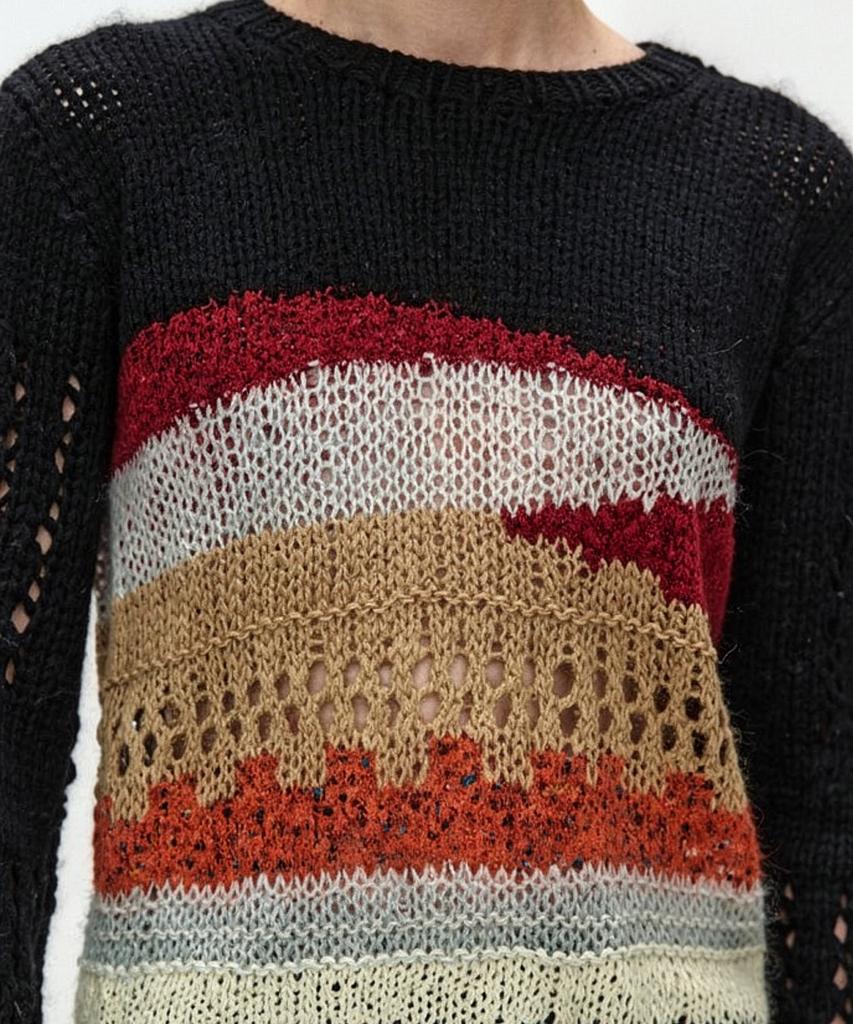ADSB ANDERSSON BELL Black Hand-Crocheted Crew-Neck Sweater Atb1551M(Black)