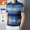 Deerhui Men's Summer Business Casual Striped Polo Shirt