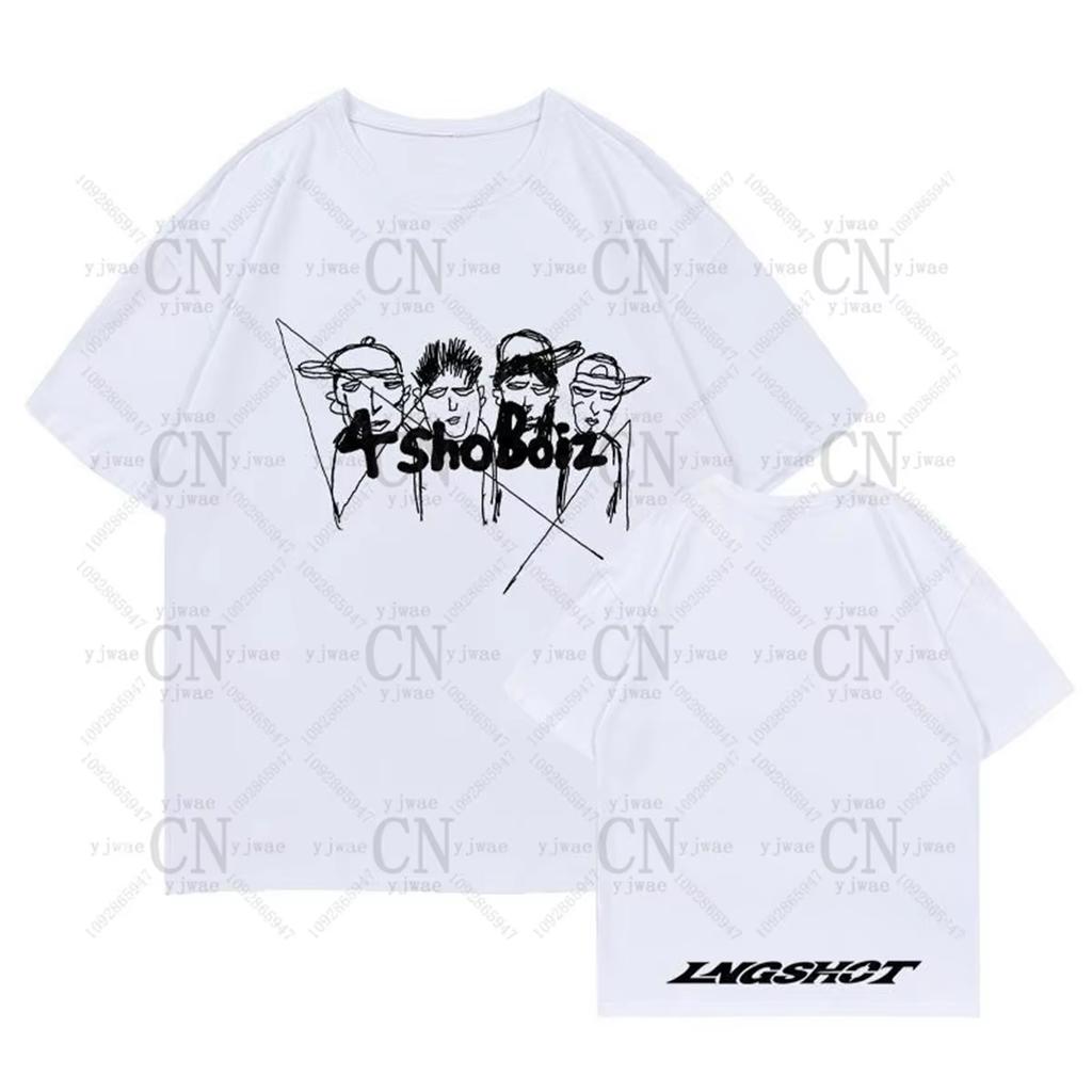 LNGSHOT Member Portrait Graphic T-Shirt Ohyuan Woojin Louis Ryul Kpop Fashion Retro Shirt Summer Men Women Beach T-shirt