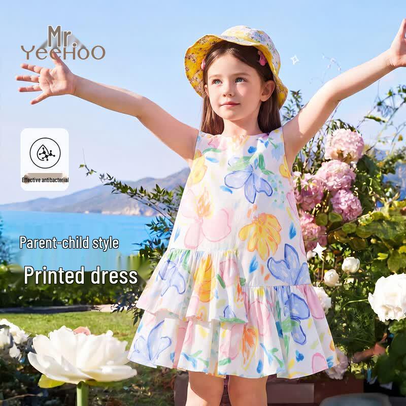 YEEHOO Girls Floral Sleeveless Summer Dress 140