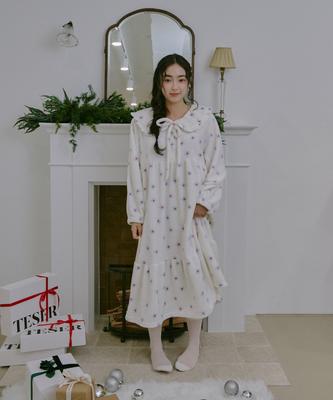 TESER Poji Microfiber Sleep Long Sleeve Pajama Dress
