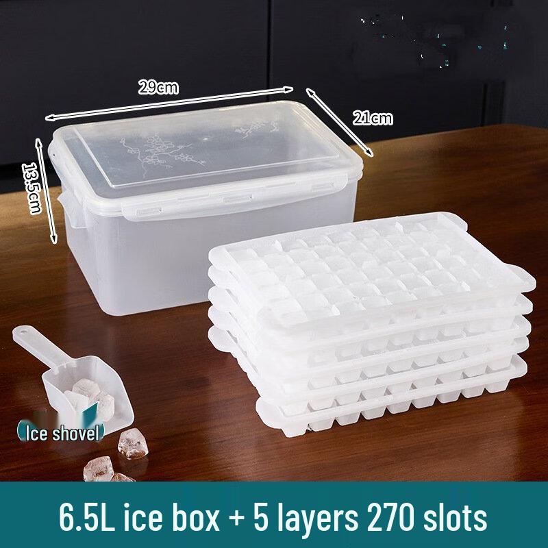 

ZISIZ Extra Large 5-Layer Ice Cube Maker with Lid and Scoop
