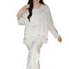 Women's Princess Style Cotton Pajama Set with Padded Bust - Lace Trim Long Sleeve for Spring/Autumn