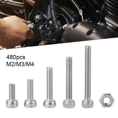 480 Stuks M2/M3/M4 Roestvrij Staal Inbus Ronde Kopbouten Schroeven