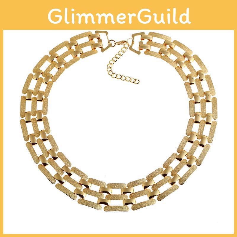 Fashion Geometric Metal Choker Necklace With Matte Finish For Men Women And