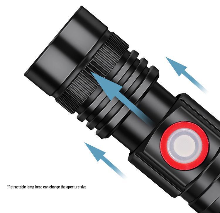High-Power T6 LED Flashlight: USB Rechargeable, Zoom, Long-Range, Multi-functional, Detachable Torch