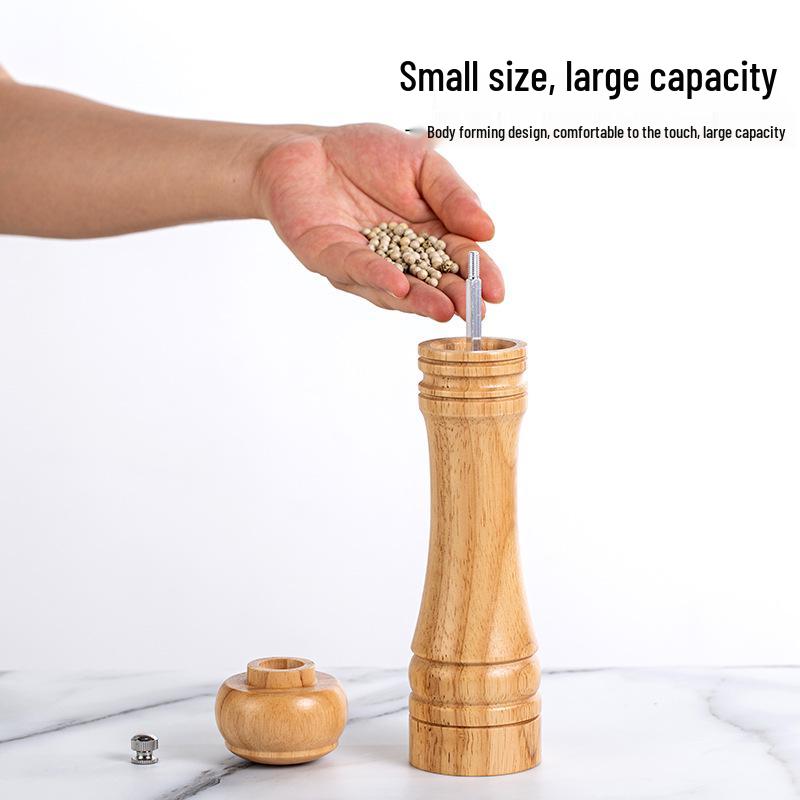 Oak Wood Manual Pepper Grinder - Pepper Mill and Seasoning Shaker Jar