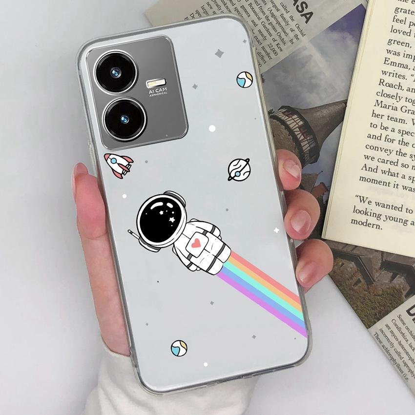 For Vivo Y22S Y27 Y33 Y35 Y36 Y37 Phone Case Beautiful Rainbow Pattern Screen Protector Transparent Soft Silicone Dustproof Shell For Vivo Bumper Bags
