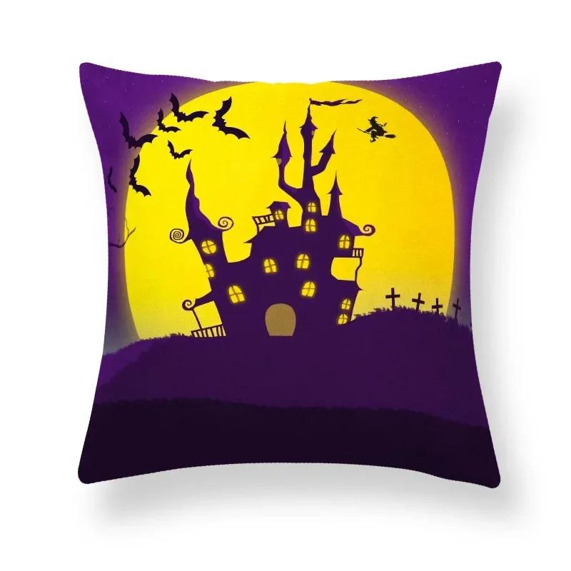 Halloween Dekorativt Kuddfodral Sött Spöke Pumpa Kattmönster Kuddfodral Lämpligt för Hem Vardagsrum Soffa Rum
