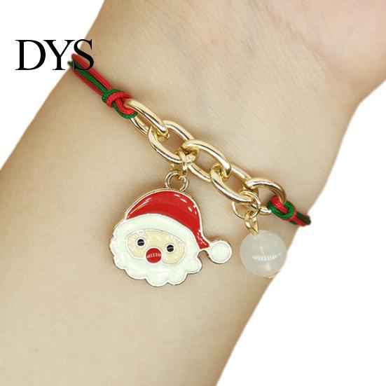 Christmas Party Favors Bracelets, Red Green String Bracelet, Adjustable Charm Bracelet Holiday Bracelets with Glow in The Dark Bead for Women