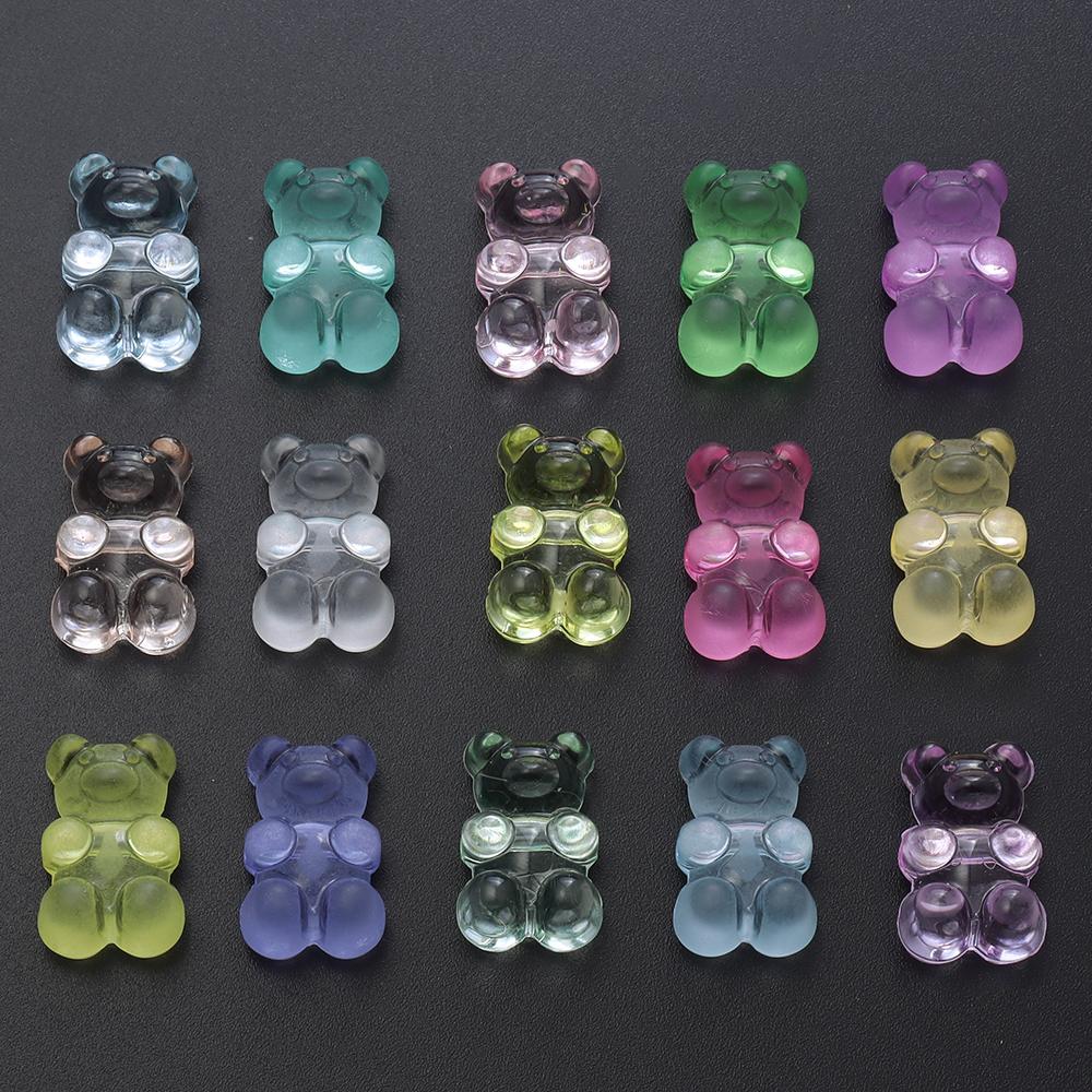 30pcs/lot 11x18mm Mini Bear Acrylic Beads Transparent Colorful Cute Bear Loose Beads For DIY Necklace Earrings Jewelry Supplies
