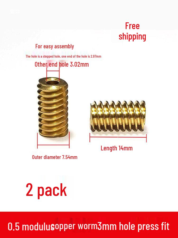 0.5 Module Copper Worm Gear Helical Gear with 2mm-3mm Shaft Hole