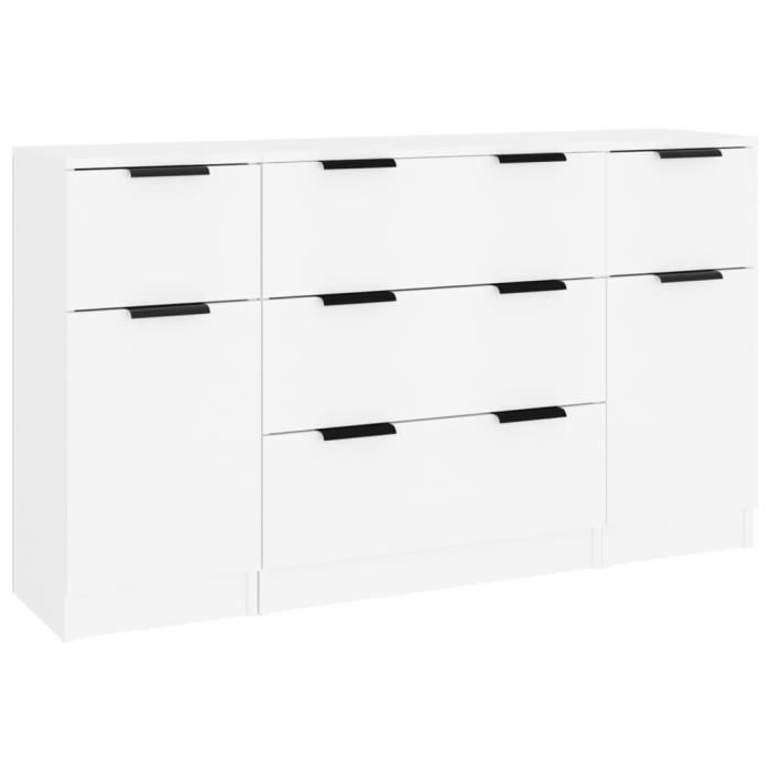 VidaXL Set of 3 Buffets White Engineered Wood 3115820