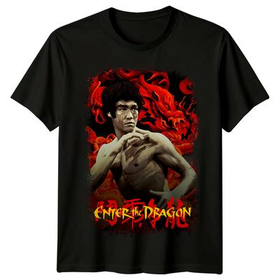Enter the Dragon (1973) Movie Poster Inspired 100% Cotton T-shirt Mens Tees Top Retro 70s Tee Unisex