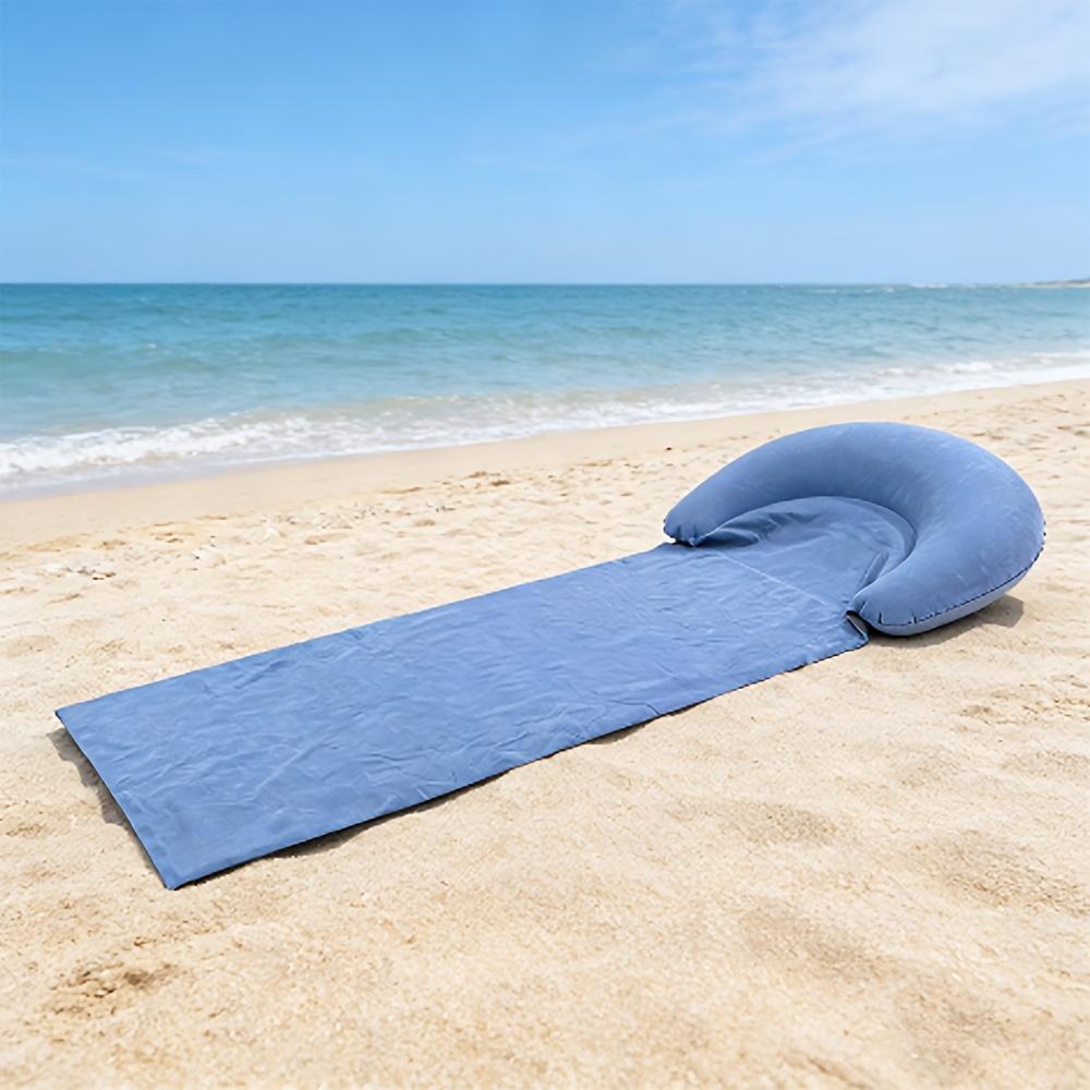 Portable Inflatable Beach Mat with Pillow Waterproof Sleeping Pad for Sunbathing Poolside Vacation Outdoor Lounging