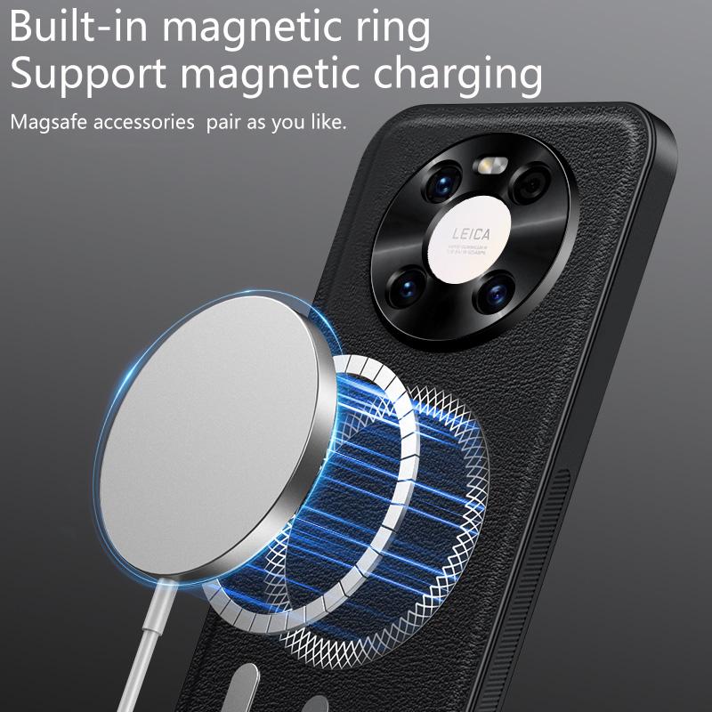 For Huawei Mate 40 Case Magnetic Elegant Leather Wear-Resistant Lens Fully Covered Non-Slip Grip Edge Cover Shell