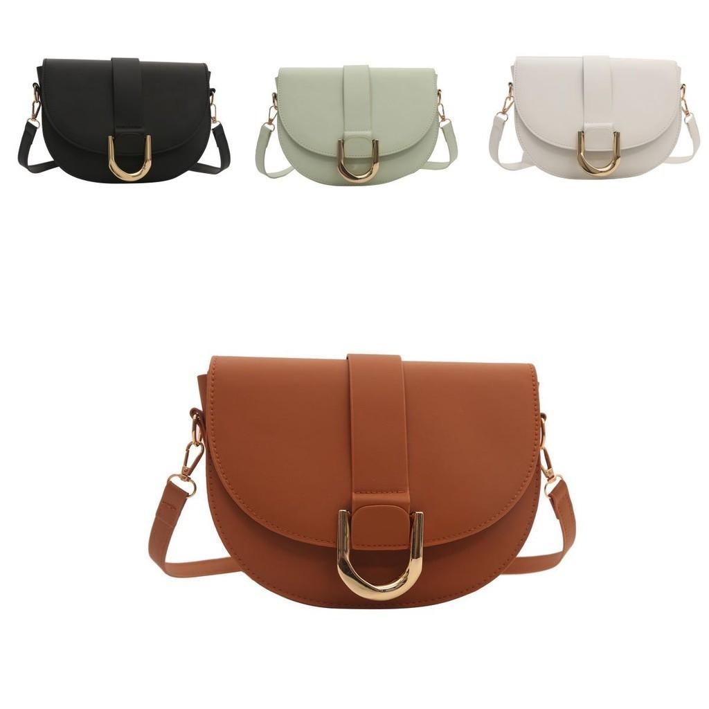 Chic And Trendy Pu Saddle Bag For Women Spring Summer Fashion Crossbody Bag With Stitching Design