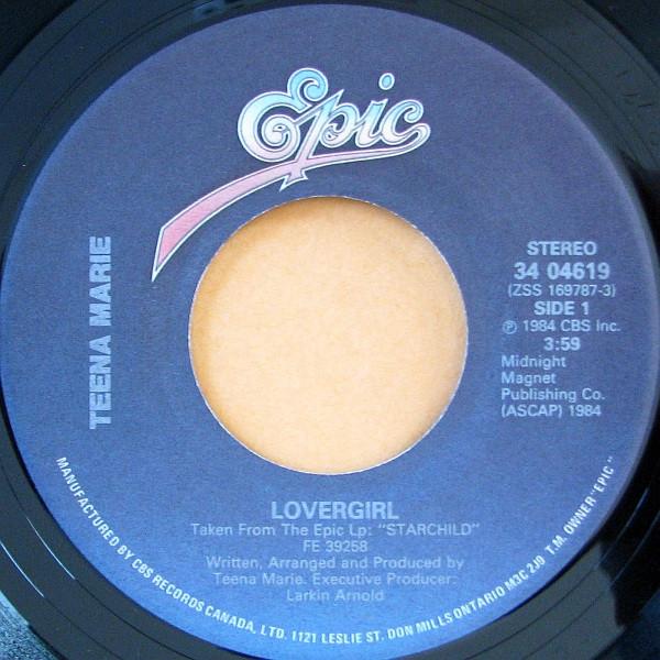 

7inch Record TEENA MARIE - Lovergirl 3404619 Epic 1984 Canada Soul/Funk Used