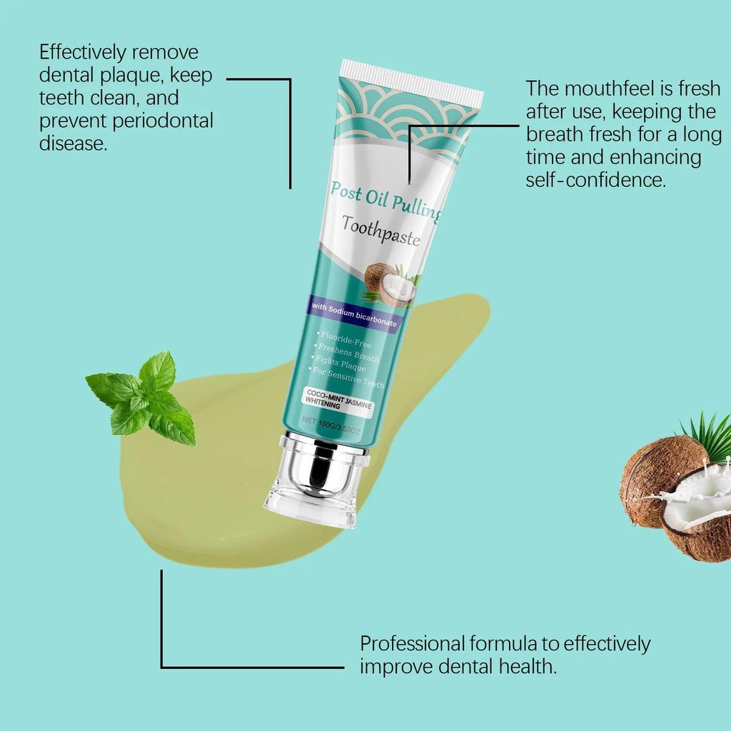 Coconut Oil Teeth W-hitening Toothpaste Repair Cavitie Reduce Yellowing Deep Clean Remove Plaque Stains Gum Treatment Toothpaste