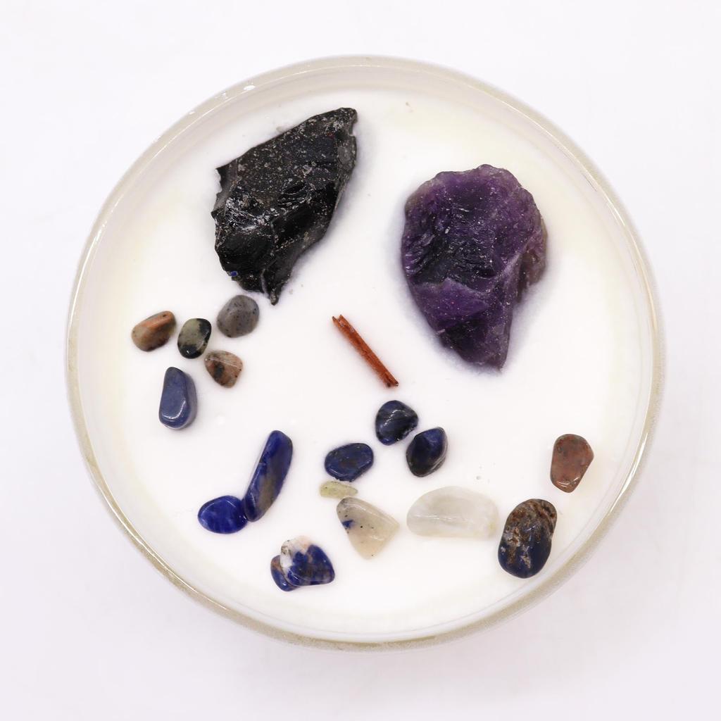 Solar Plexus Chakra Crystal Candle Amethyst Black Agate