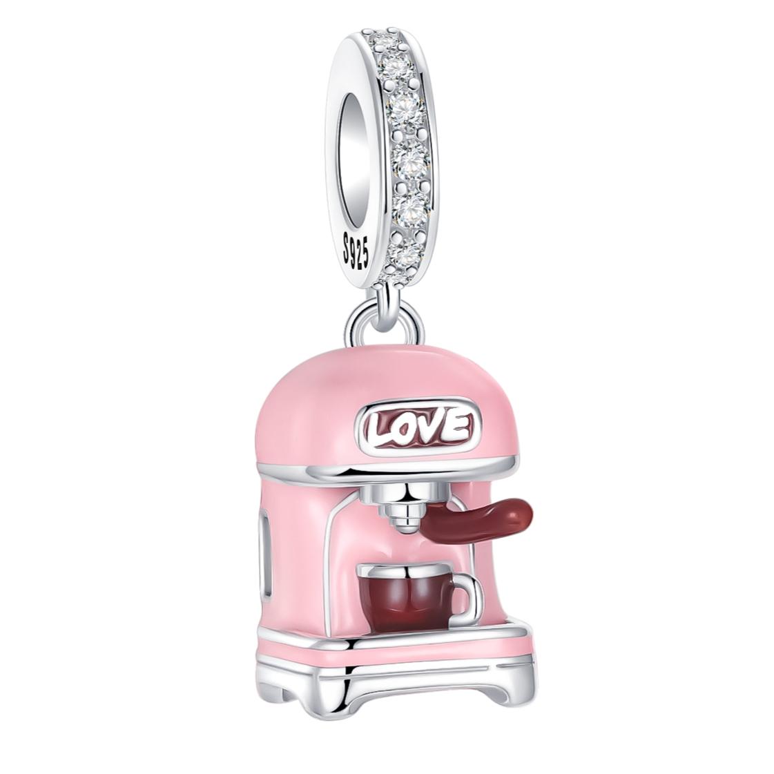

Copper Metal Pink Coffee Machine Love Pendant Bead Component Charm Bead Component Compatible With Authentic Original Charm Bead Components Bracelets
