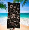 Bohemian Mandala Flower Beach Towel with Black and White Flower Design Beach Blanket for Home Decoration Bedroom and Living Room