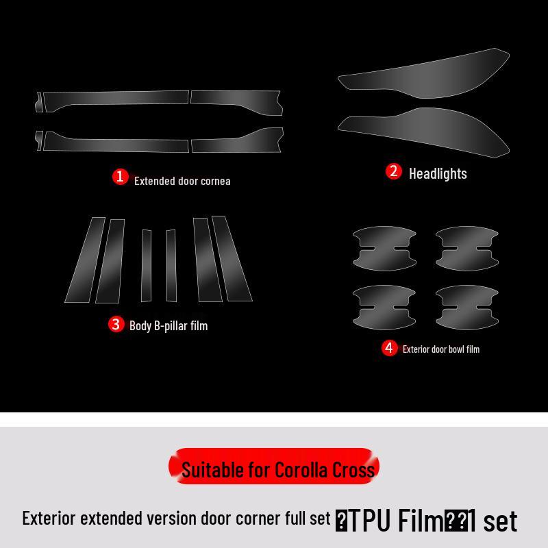 Protector de Ușă TPU Corolla Cross: Film anti-zgârieturi pentru triunghiul față și cel din spate