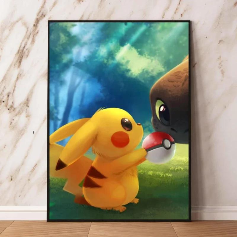 Pikachu Canvas Prints Cute Anime Poster Decor Paintings Modern Living Room Cartoon Character Picture Wall Decor Gifts