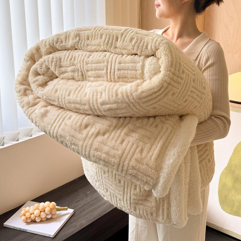 Thickened Winter Coral Fleece Blanket for Office, Sofa, or Bed - Cozy Nap Shawl & Air Conditioning Cover