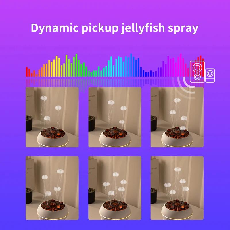 2026 Neuer Quallen-Aroma-Diffusor, Dynamischer Feuchtigkeitsspender mit Geräuschaufnahme und bunten Lichtern für Zuhause Mit 7 bunten Nachtlichtern
