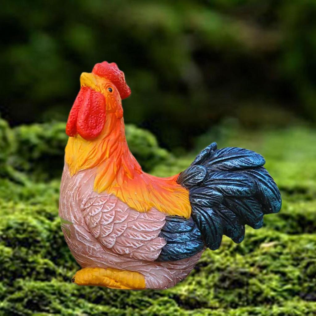 Statua di Pollo Scultura Animale Resina Piccola Statua da Giardino Ornamento Creativo per Libreria Ingresso