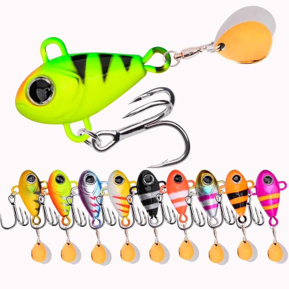 2pcs 5.5cm 10g VIB Lure Spoon Wobbles Vibration Spoon Fishing Lure Metal Fishing Bait  Ice Fishing