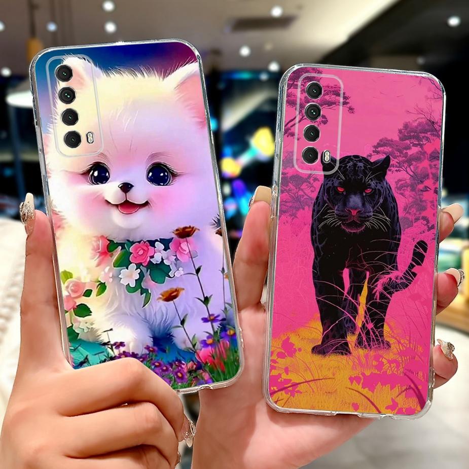 For Huawei Y7a Case PSmart 2021 Cute Cat Fashion Painted Cover Soft Slim Phone Case For Huawei P Smart 2021 Y 7a HuaweiY7a Shell