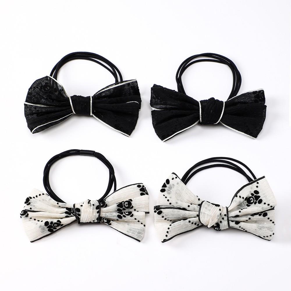 Mingyue Two-Tone Bear Bow Hair Tie: Stylish Women s Ponytail Holder