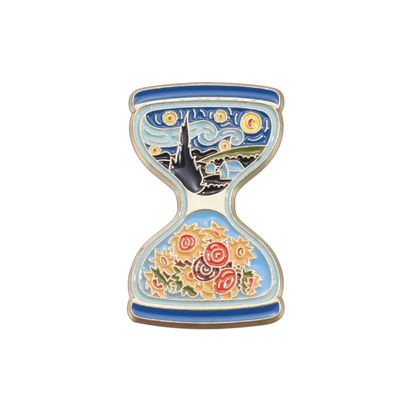 Van Gogh Oil Painting Enamel Pin Art Abstract Starry Sky Sunflower Moon Skulls Brooches Lapel Badge Jewelry Gifts For Friends