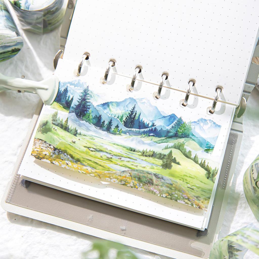 Momo PET Taśma o nieregularnym kształcie: Seria Wędrujące Góry i Morza - Sceniczne Naklejki DIY, 6 Unikalnych Wzorów