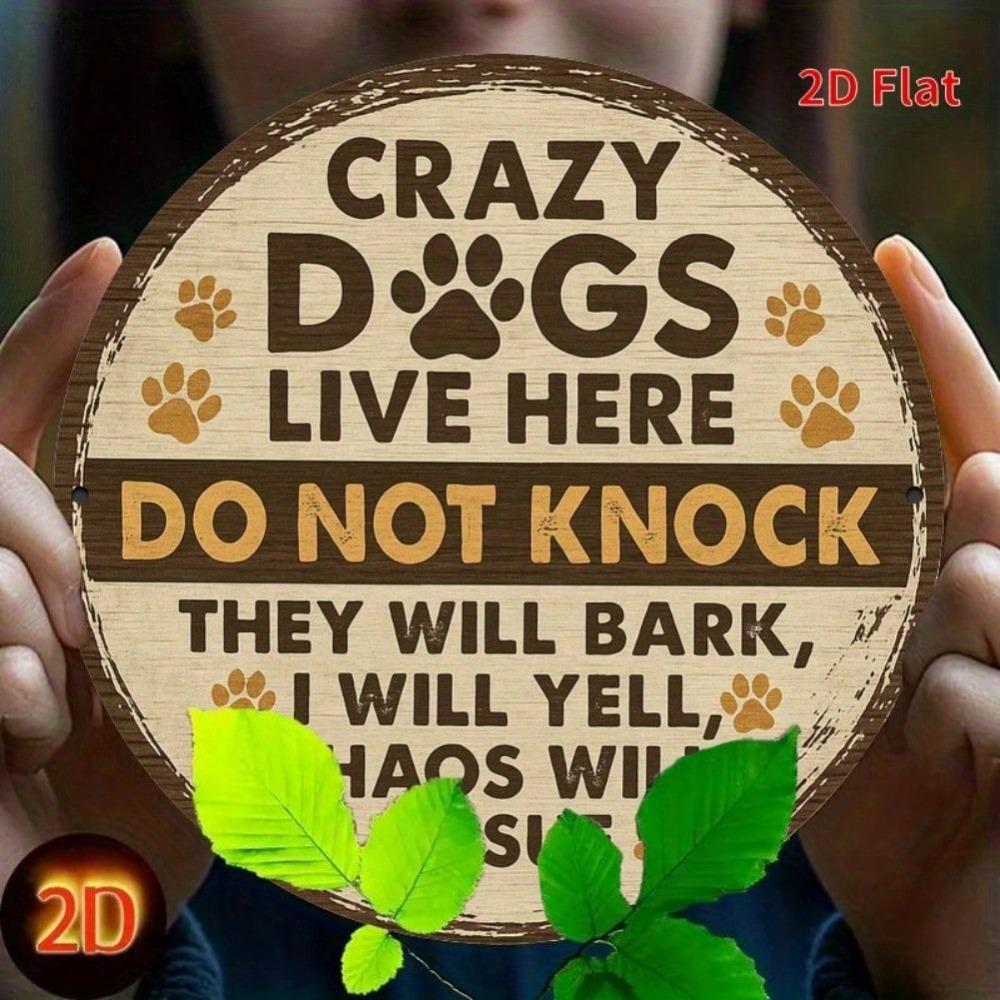Vintage Funny Dog Metal Sign 8x8 Inch Humorous Pet Wall Art Indoor Outdoor Durable Decor Gift for Dog Lovers Home Room Bathroom Halloween Decor