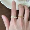 Retro Rose Shell Pearl Ring Female Colorful Sugar Cube Ring  Personality Adjustable Wave Pattern Ring Jewelry Gift