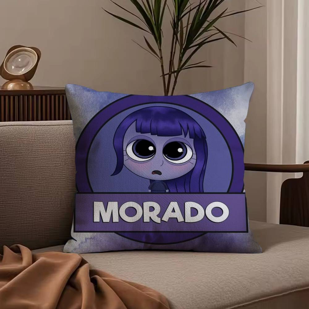 Cartoon I-Inside O-Out Pillow Case Anti-dustmite Pillowcase Invisible zipper silky short plush Sofa cushion cover