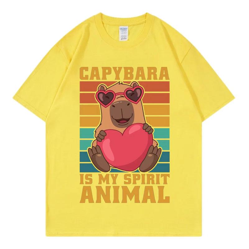 Cute Heart Holding Capybara Funny Graphic T Shirts Men Women Clothing Harajuku Y2k T-shirt Fashion Short Sleeve T-shirts