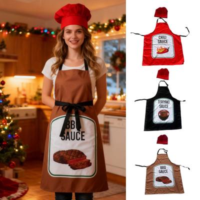 Soße Küchenschürze mit Hut Verstellbarer Riemen Atmungsaktiv Weihnachten Halloween Cosplay Party