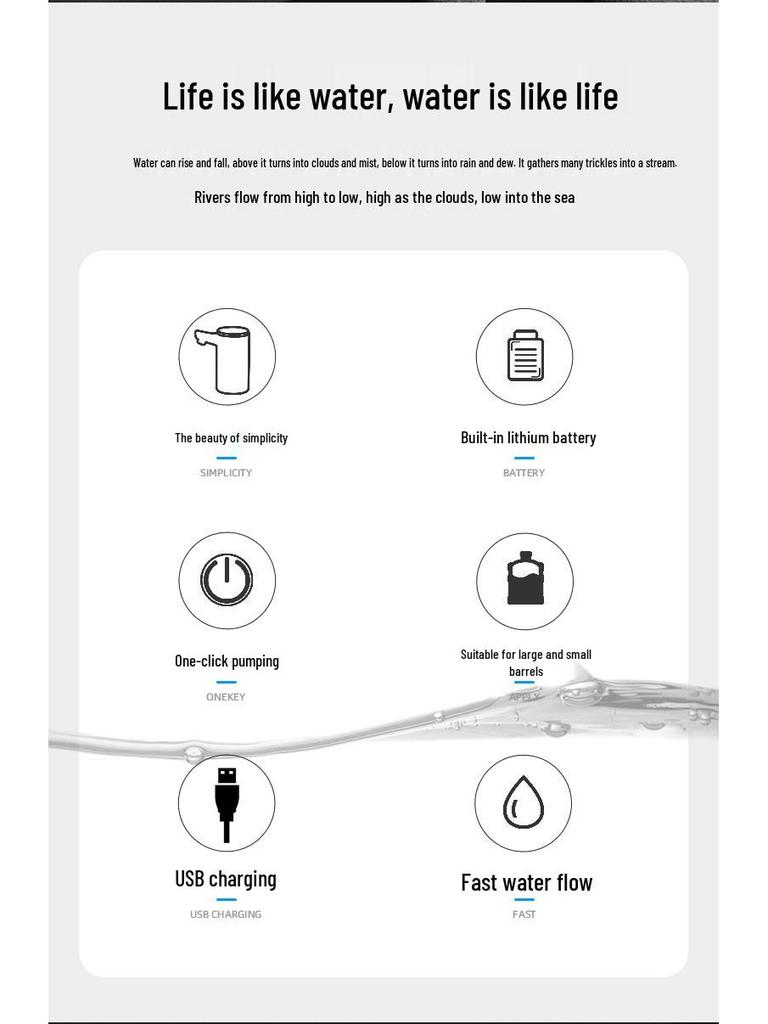 ავტომატური ბოთლის წყლის ტუმბო დისპენსერი საყოფაცხოვრებო მოხმარებისთვის