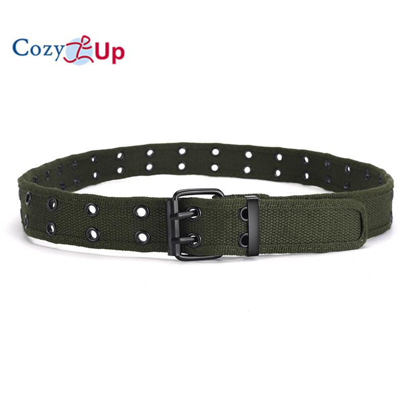 Double-pin Buckle Soft Cotton Double-row Hole Punk Style Personality Men and Women Decorative Wide Belt