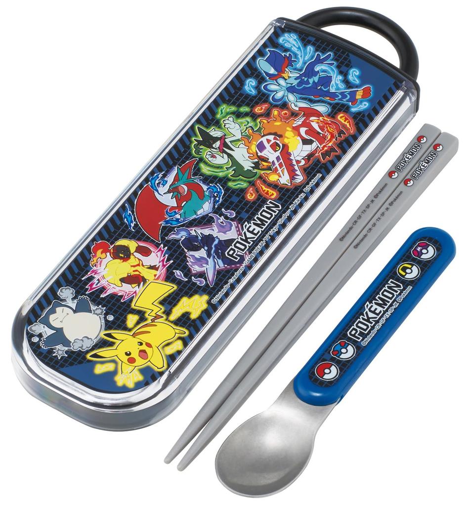 Skater Bento Chopsticks and Spoon Sliding Made in Pokemon Size CCA1AG Children's Set, Design, Antibacterial, Japan, Design, 25, Boys,