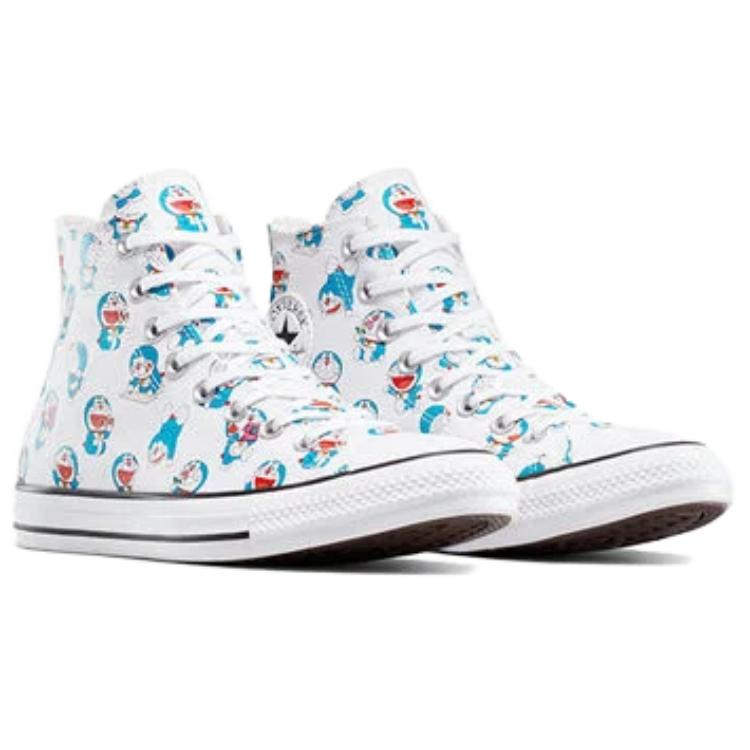 Doraemon X Converse Chuck Taylor All Star High Allover Doraemon Print Unisex Sneakers White Hawaiian-Gold Flamingo A15791C