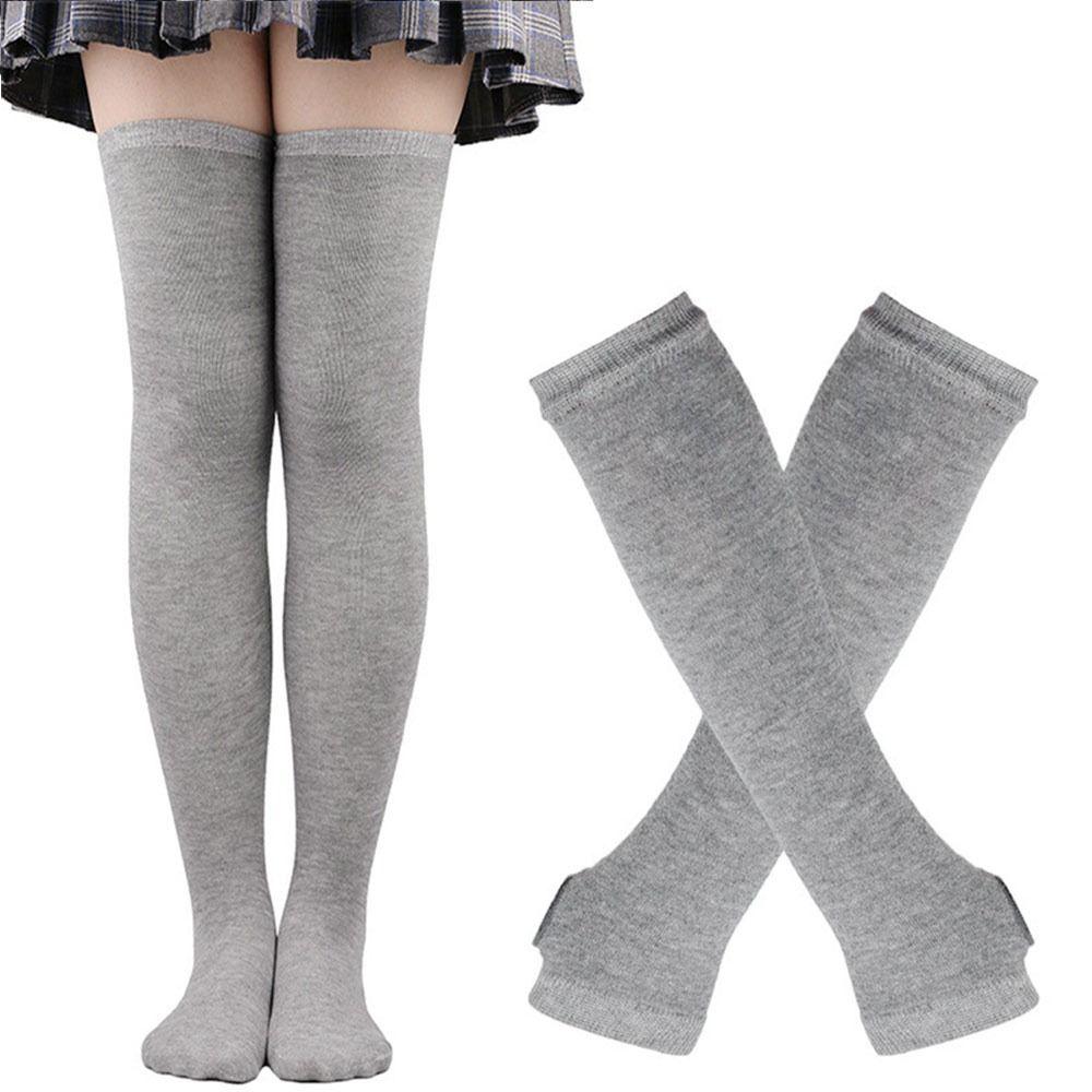 Gothic Y2K Lolita Fingerless Gloves for Halloween Costume Thigh High Boot Socks  for Women