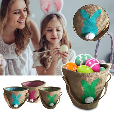 Osterkorb Feiertag Kaninchen Aufdruck Leinwand Geschenkkorb Eier Süßigkeiten Tasche