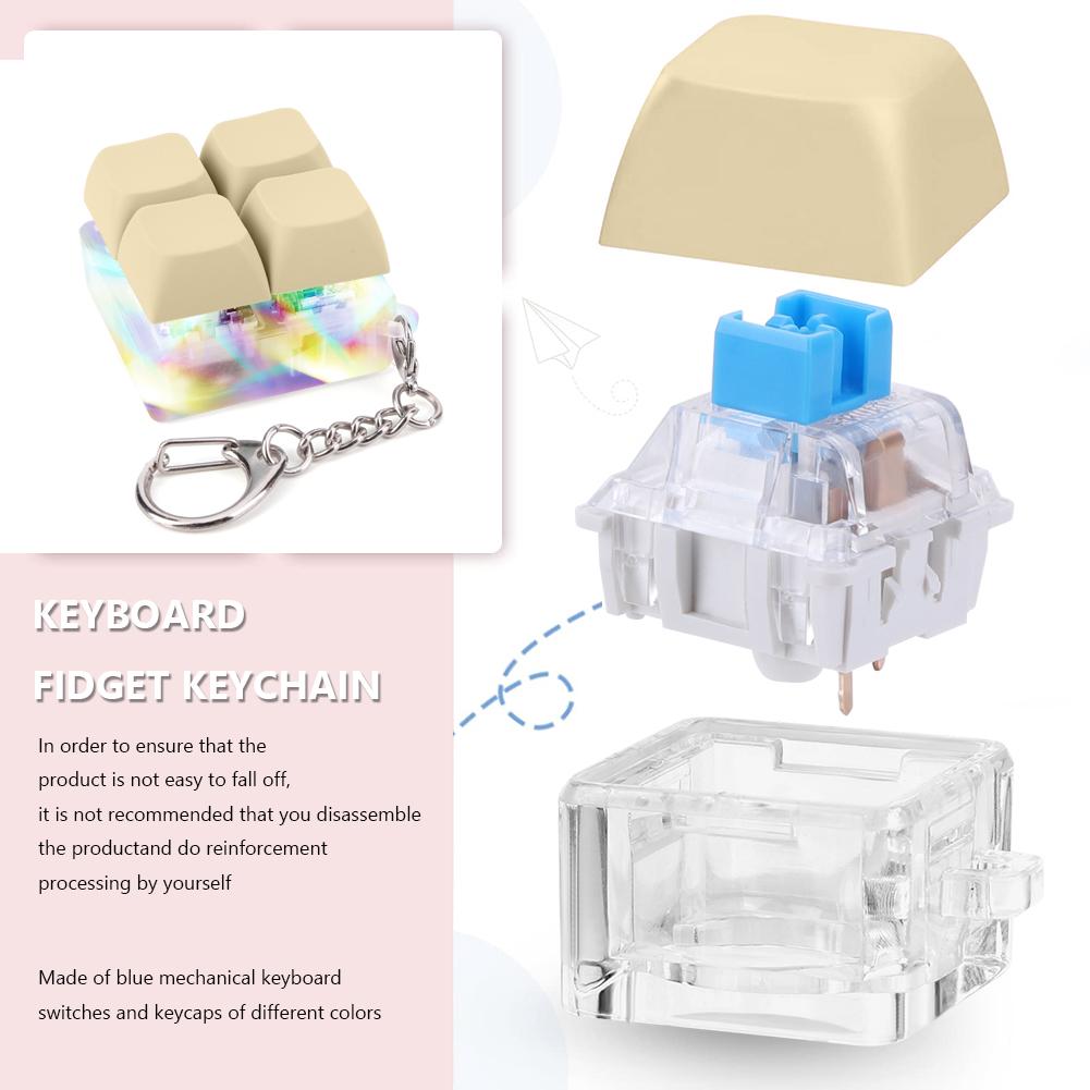 4 Buttons Keyboard Key Toy Party Stress Relief DIY Fidget Button Keycap Fidget Keychain Keyboard Keychain Toys Finger Keyboard